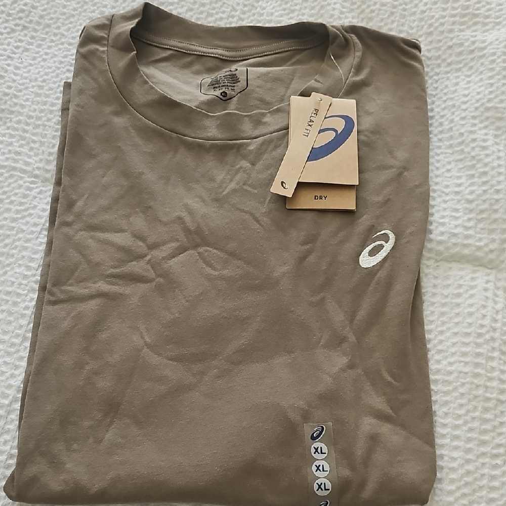 ASICS Brown Long Sleeve Tee Classic Crew Neck